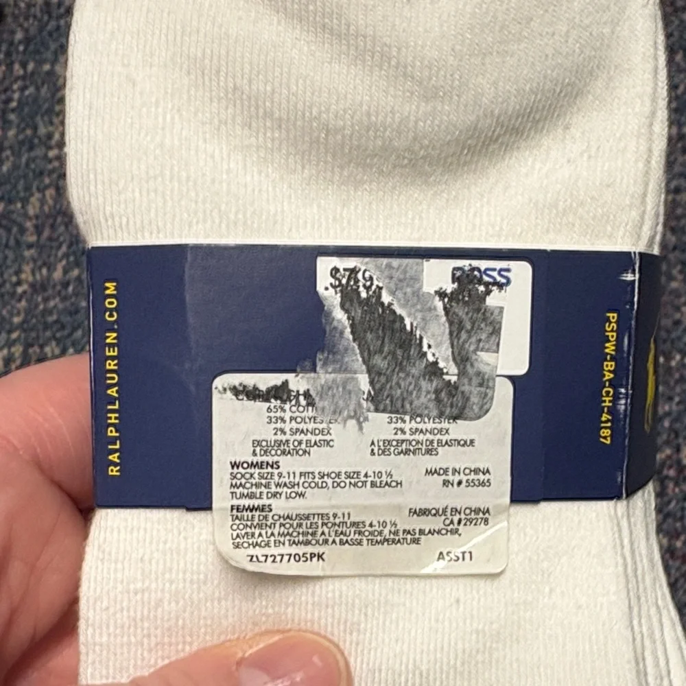 New Polo Ralph Lauren 6 pairs of white socks with multicolored logos - Picture 3 of 7